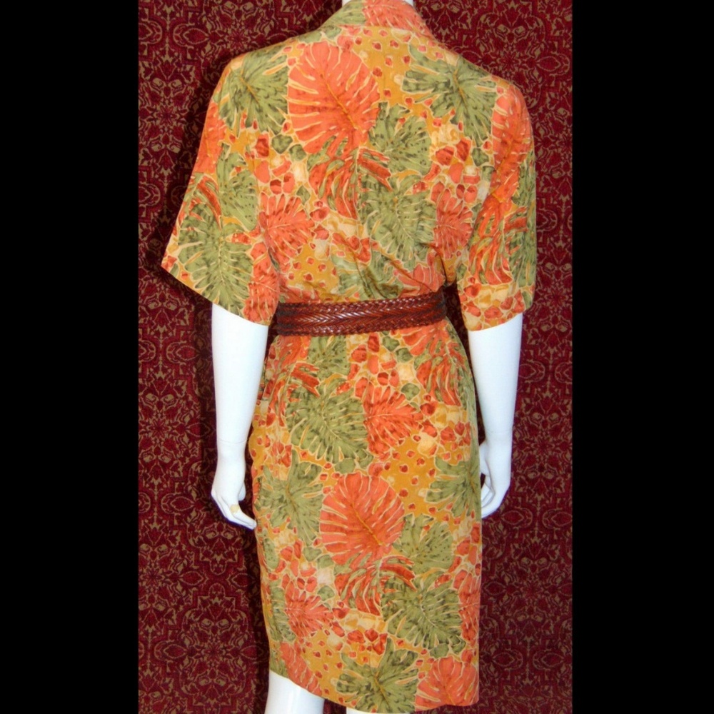 GILLIAN Vintage 80s foliage silk dress 6🗓️ - Picture 6 of 7